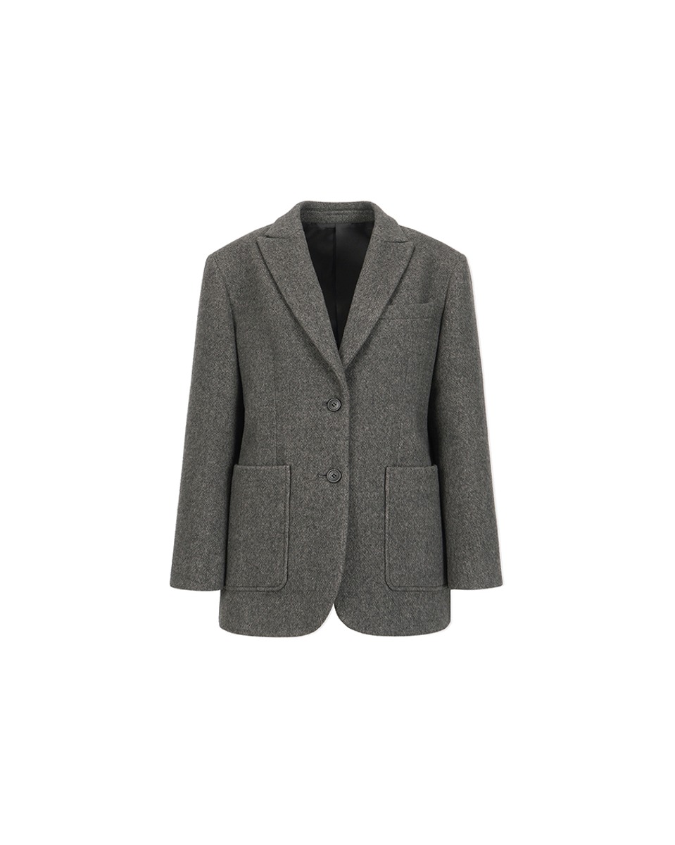 Cashmere Blend Short Coat_Dark Grey